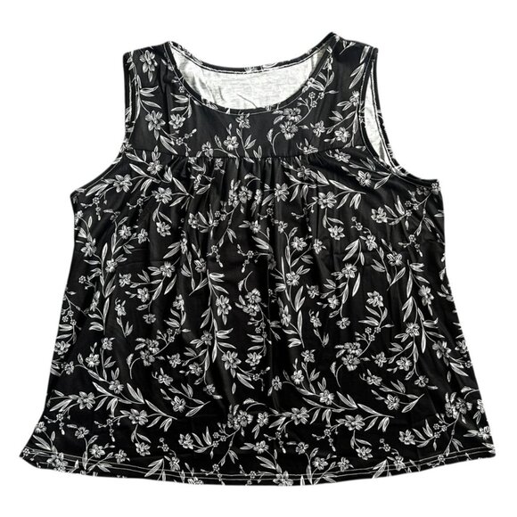 Women's Summer Loose Fit Sleeveless Tunic Blouse Lightweight Stretch Floral XL - Picture 3 of 9